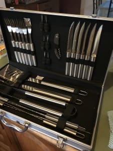New Stainless steel barbie set and camping in aluminium carry case
