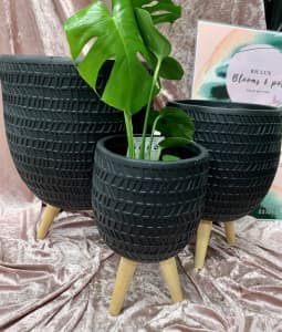 Lunar Detailed Planters with tripod legs