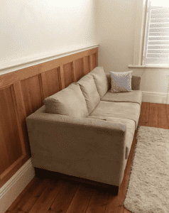 Three seater suede sofa