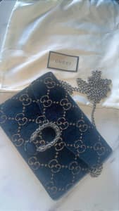 Gucci chain wallet Dionysus blue velvet crossbody bag