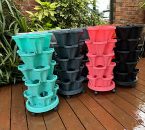 Hydroponic Convertibility Vertical Garden Stackable 5 Teir Pots & Tray