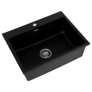 Cefito Kitchen Sink Granite Stone Sinks Basin Single Bowl Black 600mm