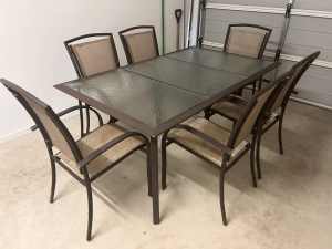 Outdoor dining set, table & 6 chairs - good condition