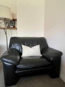 Black Leather Single Seater Couch