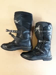 Motorcycle boots and gloves.