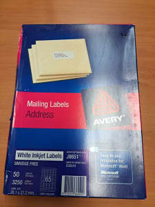J8651 White Inkjet Avery labels