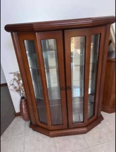 Brown wood crystal cabinet- quick sale