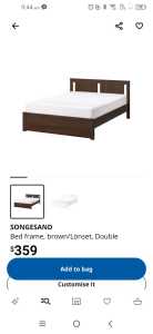SONGESAND double bed, 2 x drawers, 2 x bed side tables, 1 x matress