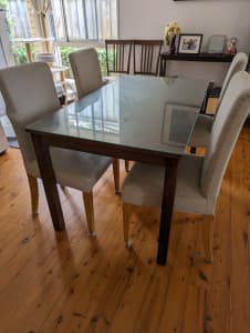 6 seater dining table with custom glass top