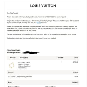 louis vuitton thank you for your order email