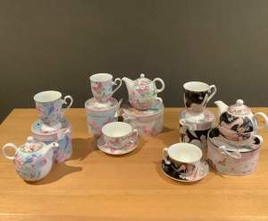 3 Tea for one sets, Teapot, cup and saucer and mugs.