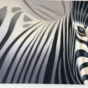 Large Hand Painted Zebra Animal Painting Artwork 1.6m x 1m (As New)