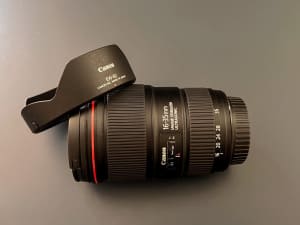 Canon EF 16-35mm F4L IS wide angle (adaptable to Sony FE, Canon RF )