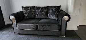 Black Velvet 2 Seater Couch Sofa Koala Living Brand