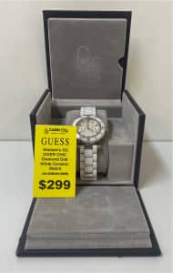 GUESS Women's GC DIVER CHIC Diamond Dial White Ceramic Watch