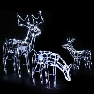 Xmas Decoration Three Reindeer Motorised LED Lights In/Outdoor Great Kings Beach Caloundra Area Preview