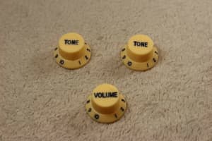 electric bass guitar volume tone knob potentiometer hat beige 