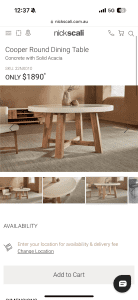 Nickscali cooper round dining table - concrete