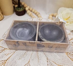 Set of 2 Marble Cheese Platter Bowls- Made in India