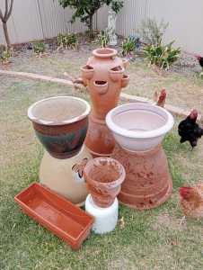 Assorted garden pots