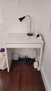 White IKEA MICKE Desk with drawer