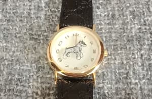 Schnauzer NEW Womens Wrist Watch with Moving Dog includes new Battery