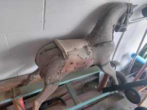 Vintage Timber Rocking Horse for Restoration
