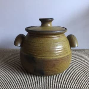 Vintage pottery lidded pot - $15 BELMONT