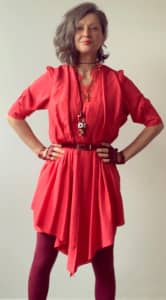 Red Silk Vintage Dress - 80s