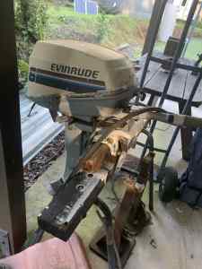 Evinrude 6 hp boat motor and fuel tank