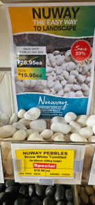 Snow White Pebbles, 20mm - 30mm, 30-50 mm and 50-80mm ,20 kg bag