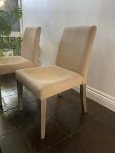 SOLD!!! 6 Fabric dining chairs wooden legs