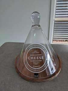 NEW S&P 28cm Wooden Cheese Board with Glass Dome