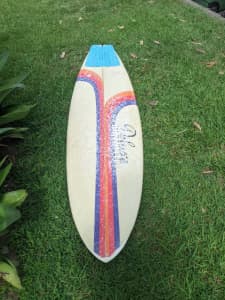 surfboard Mini mal restored has fins& good shape