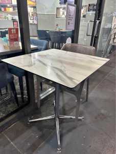 7 Square Tables 60cm x70cm Chrome Solid Base Cafe Restaurant Alfresco