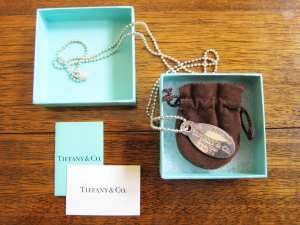 TIFFANY & Co. Return to Tiffany Oval Tag Necklace Pendant Ball Chain S