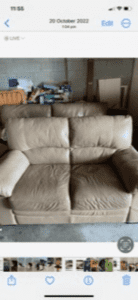 Harvey Norman leather 2 seater couch with 2 armchairs