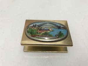 vintage metal sydney harbour bridge match box holder