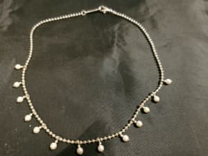 Napier silver choker necklace with pearls