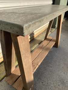 Natural concrete hall table/console with Ironbark hardwood legs