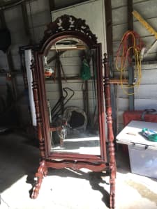 Large mahogany cheval mirror