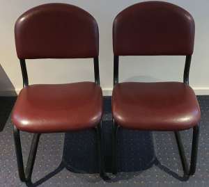 2x Red leather like dinning chair, like NEW, Carlton pickup