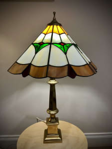 Lead light Lamp, solid brass base
