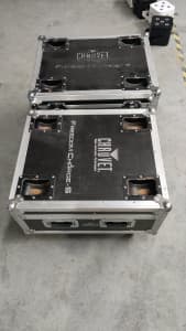 Chauvet Quad 25W set of 8 Battery lights in charging cases 