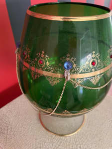 Oval green vase