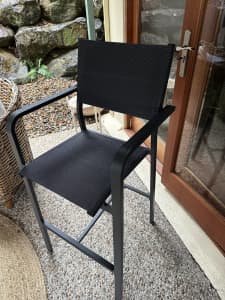 Mimosa Charcoal Solaris Padded Sling Bar Chairs (4 available) 