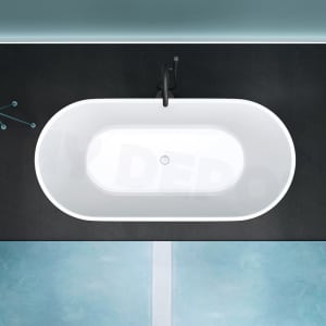 1700mm : Oval Bathtub Freestanding Gloss White Acrylic Bathtub