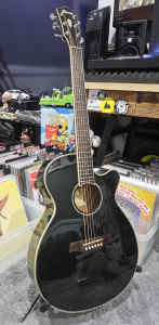 Ibanez Semi Acoustic Electric Guitar AEG10II Black with stand 