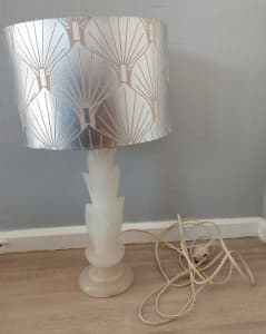 Vintage alabaster lamp base with shade