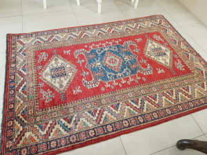 New unused hand knotted Kazak rug 100%wool, natural dye 183X126cms